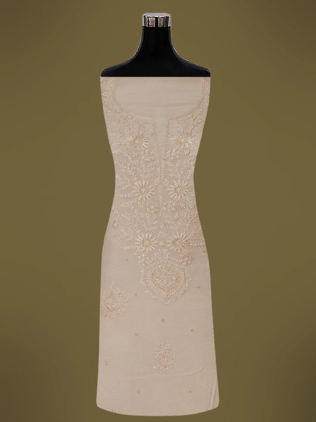 Ada Hand Embroidered Heather Peach Muslin Lucknowi Chikankari Unstitched Suit Piece With Cutdana Work 01A713238