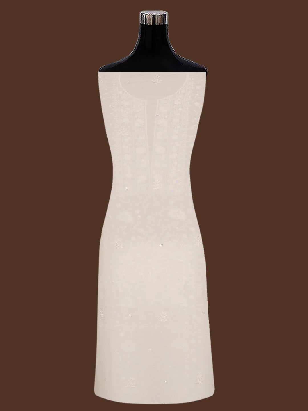 Ada Hand Embroidered White Viscose Georgette Lucknowi Chikankari Unstitched Kurta Dupatta Set With Cutdana Work 01A705073