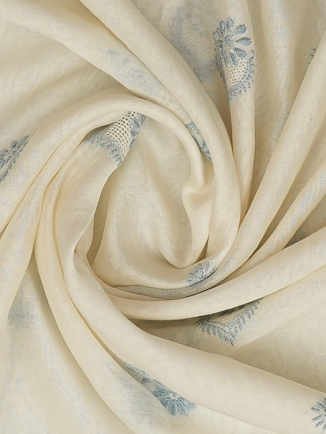 Ada Hand Embroidered White Chanderi Lucknowi Chikankari Dupatta 01A680485