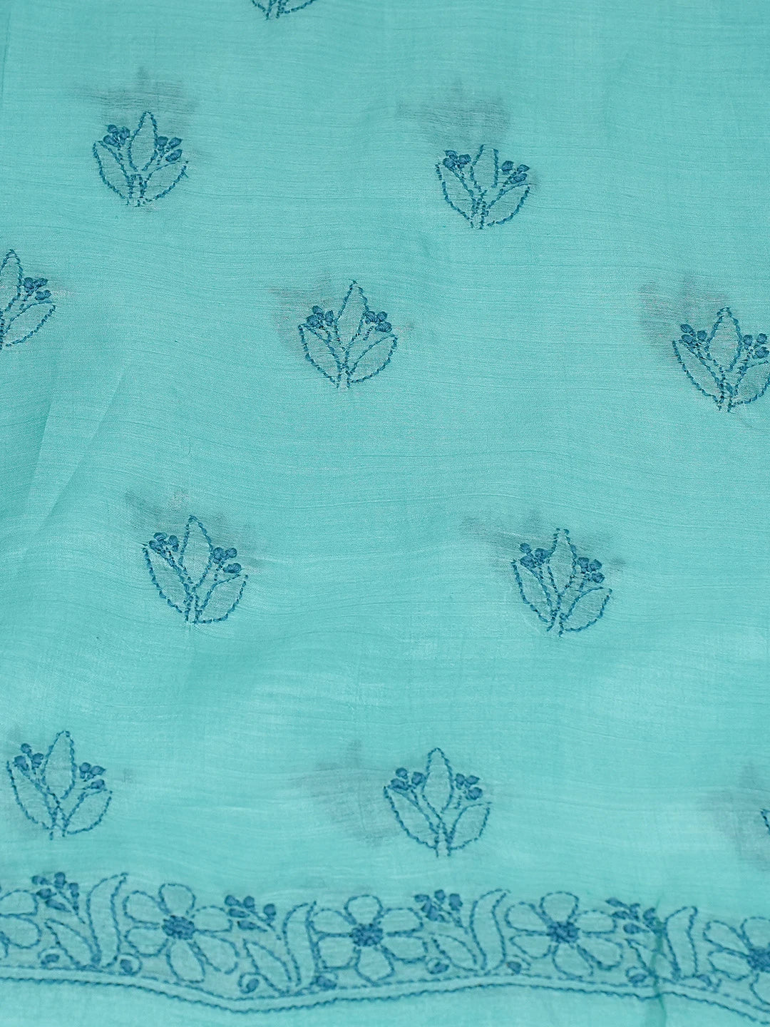 Ada Hand Embroidered Aero Blue Silk Lucknowi Chikankari Unstitched Suit Piece 01A626915