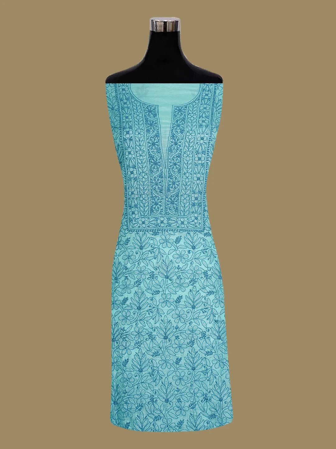 Ada Hand Embroidered Aero Blue Silk Lucknowi Chikankari Unstitched Suit Piece 01A626915
