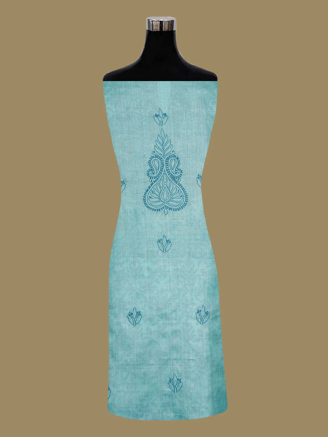 Ada Hand Embroidered Aero Blue Silk Lucknowi Chikankari Unstitched Suit Piece 01A626915