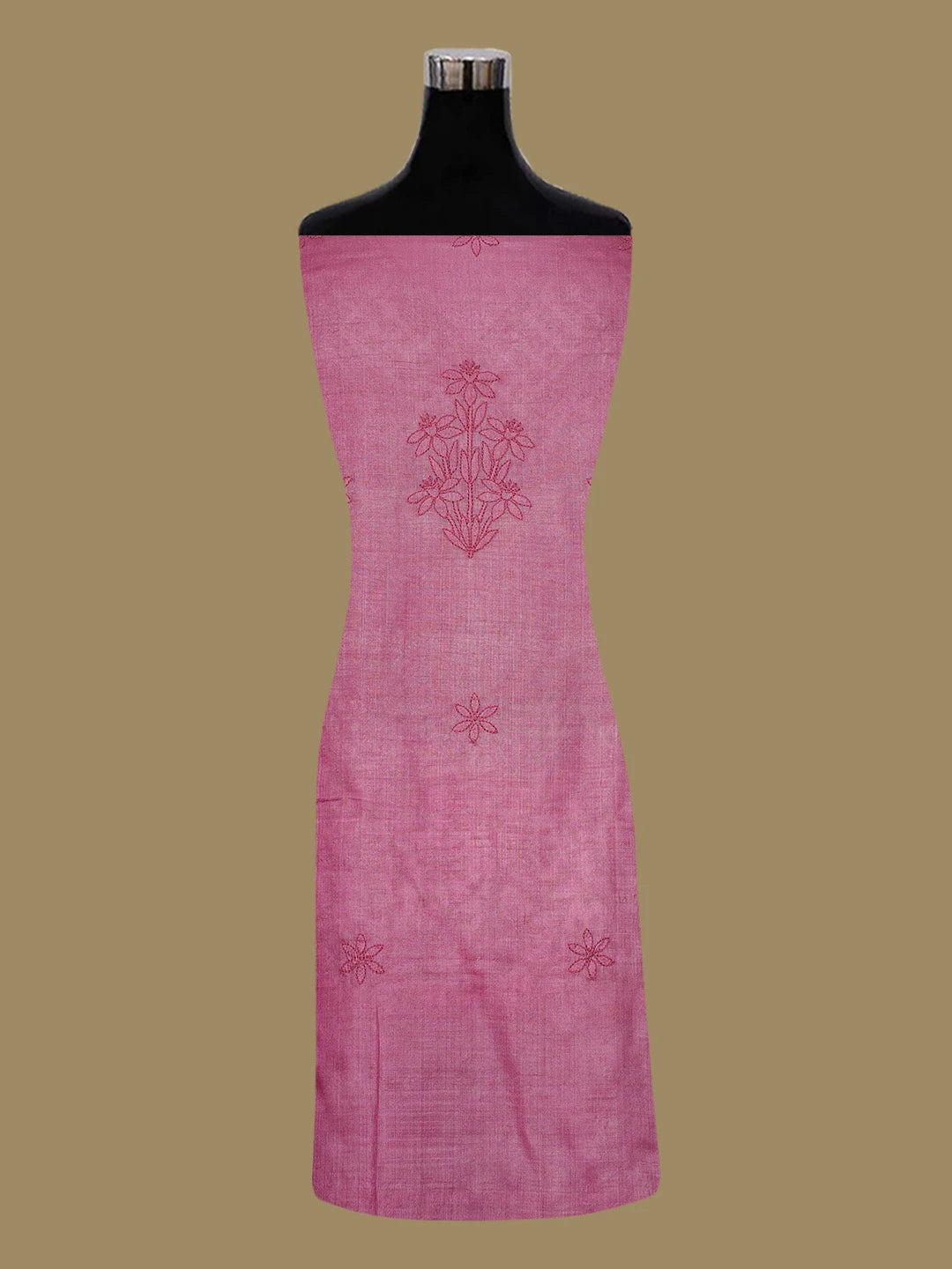 Ada Hand Embroidered Magenta Silk Lucknowi Chikankari Unstitched Suit Piece 01A669282