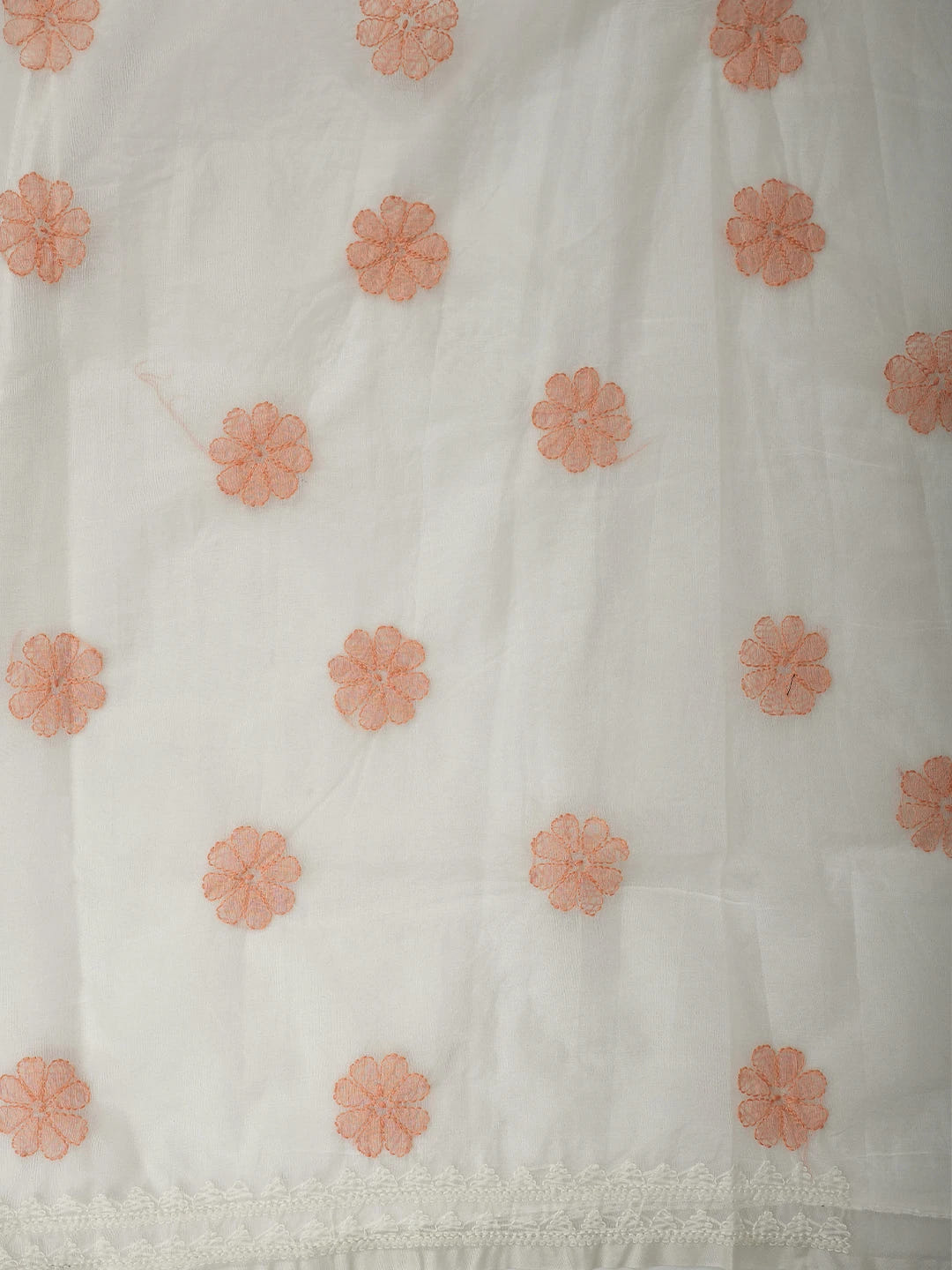 Ada Hand Embroidered White Organza Lucknowi Chikankari Unstitched Kurta Dupatta Set 01A718595