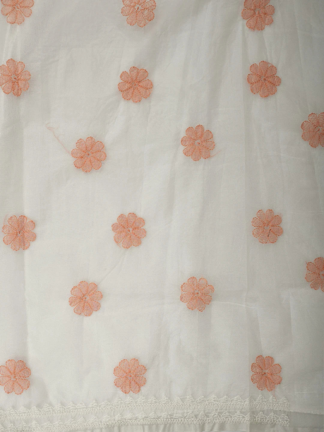 Ada Hand Embroidered White Organza Lucknowi Chikankari Unstitched Kurta Dupatta Set 01A718595