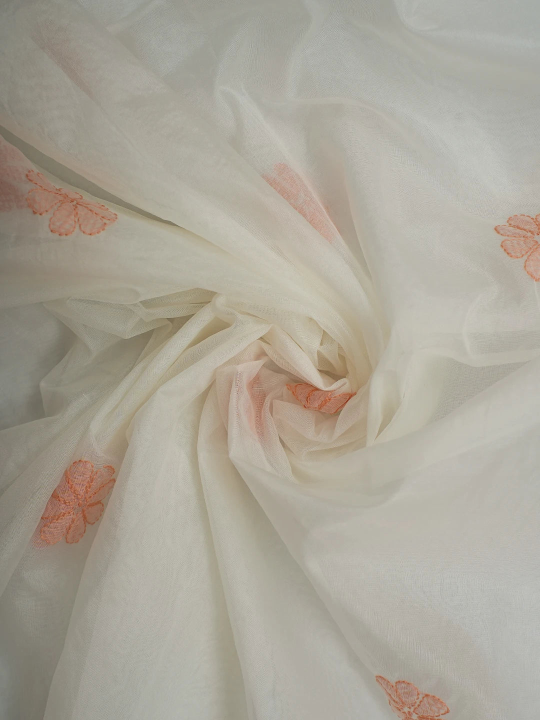Ada Hand Embroidered White Organza Lucknowi Chikankari Unstitched Kurta Dupatta Set 01A718595