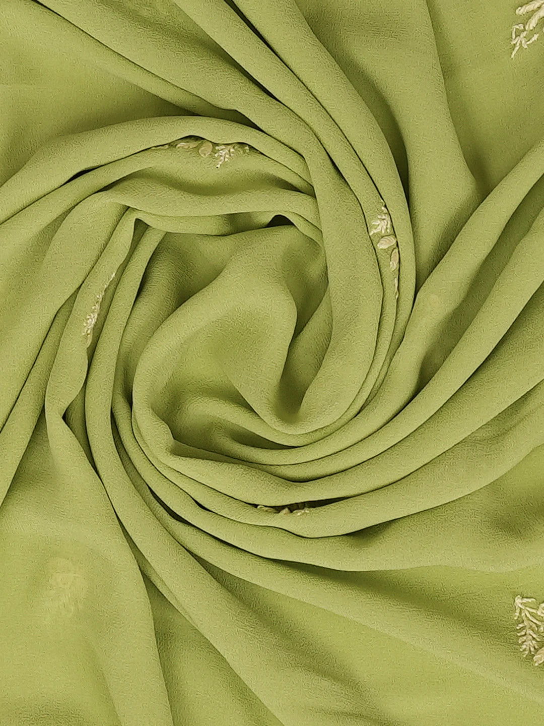 Ada Hand Embroidered Green Pure Georgette Lucknowi Chikankari Dupatta With Mukaish Work 01A719152