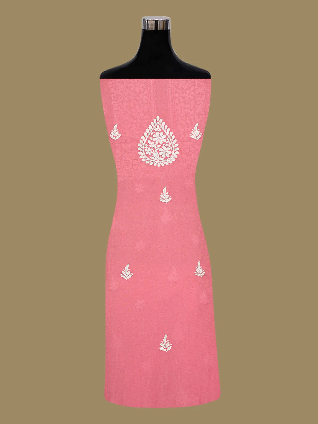 Ada Hand Embroidered Carrot Pink Modal Lucknowi Chikankari Unstitched Kurta Piece 01A593823