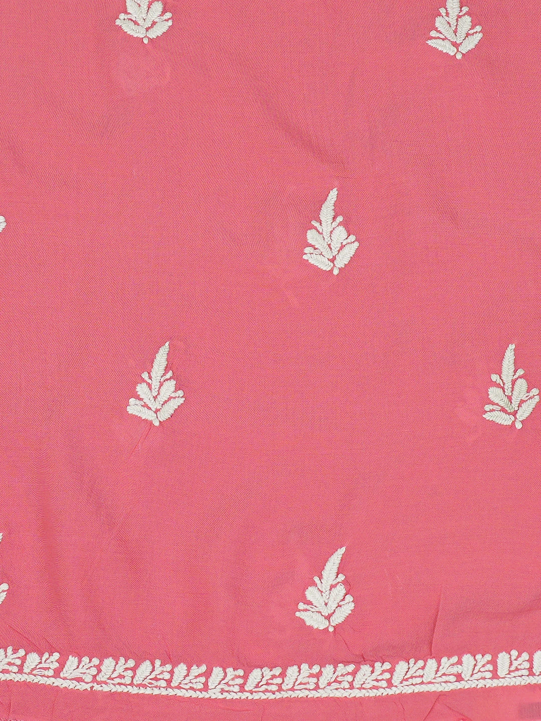 Ada Hand Embroidered Carrot Pink Modal Lucknowi Chikankari Unstitched Kurta Piece 01A593823