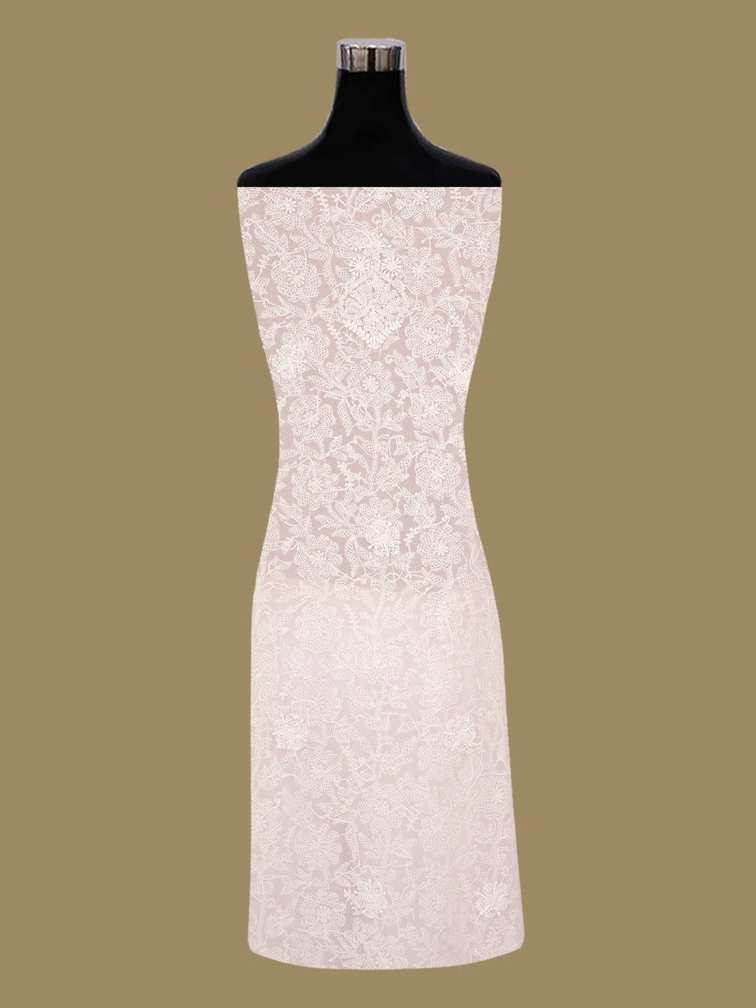 Ada Hand Embroidered Pink Georgette Lucknowi Chikankari Unstitched Kurta Piece 01A715917