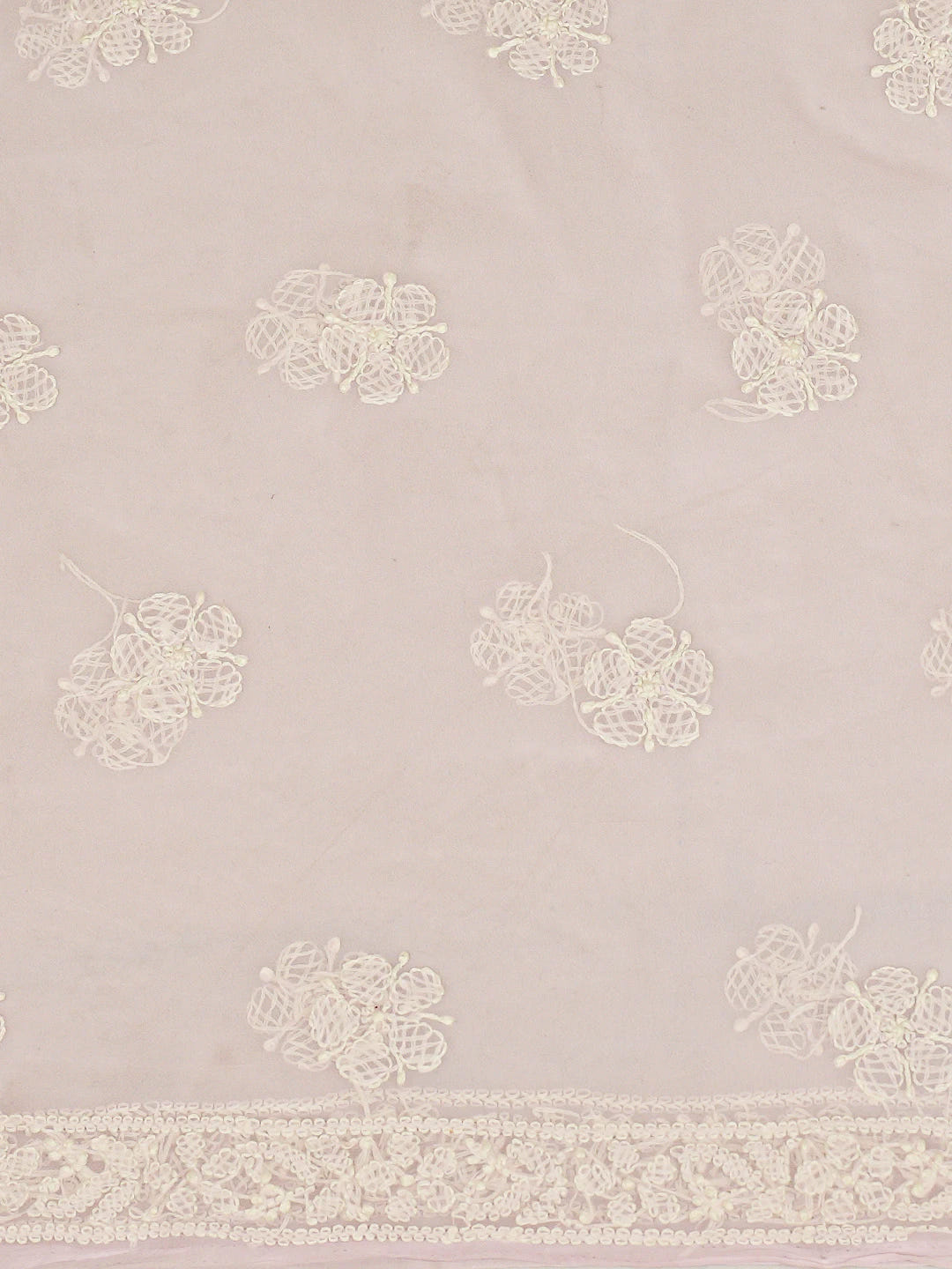 Ada Hand Embroidered Pink Georgette Lucknowi Chikankari Unstitched Kurta Piece 01A715917