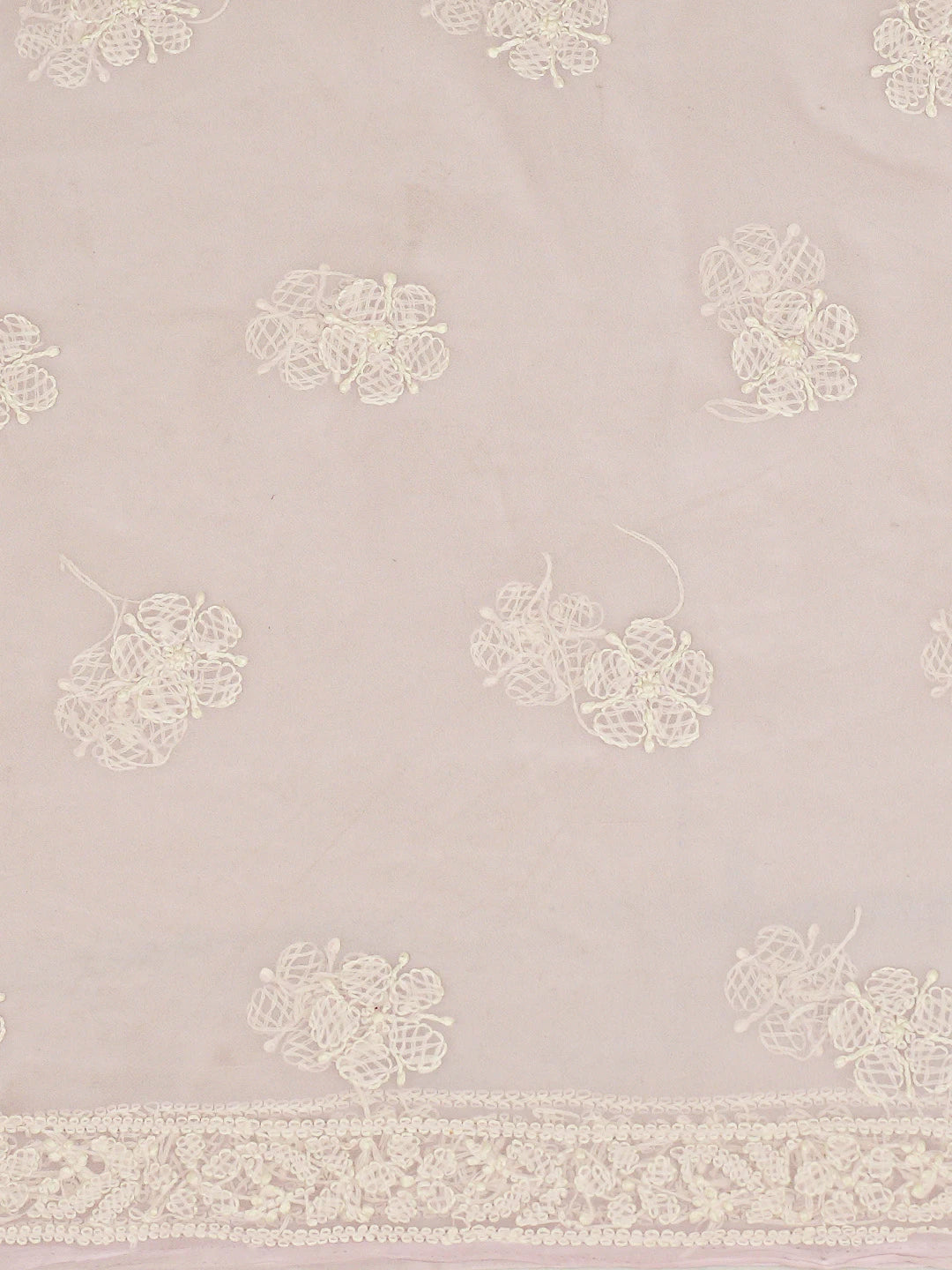 Ada Hand Embroidered Pink Georgette Lucknowi Chikankari Unstitched Kurta Piece 01A715917