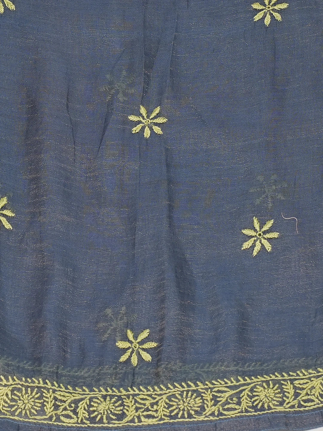 Ada Hand Embroidered Grayish Blue Tissue Lucknowi Chikankari Semi-Stitched Kurta Dupatta Set 01A605877