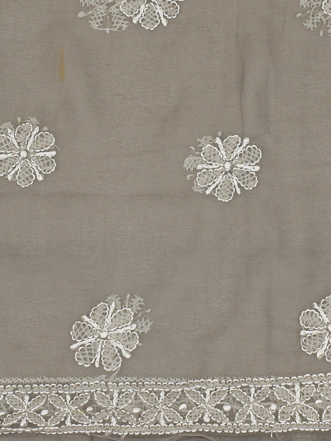 Ada Hand Embroidered Grey Georgette Lucknowi Chikankari Unstitched Kurta Piece 01A715903
