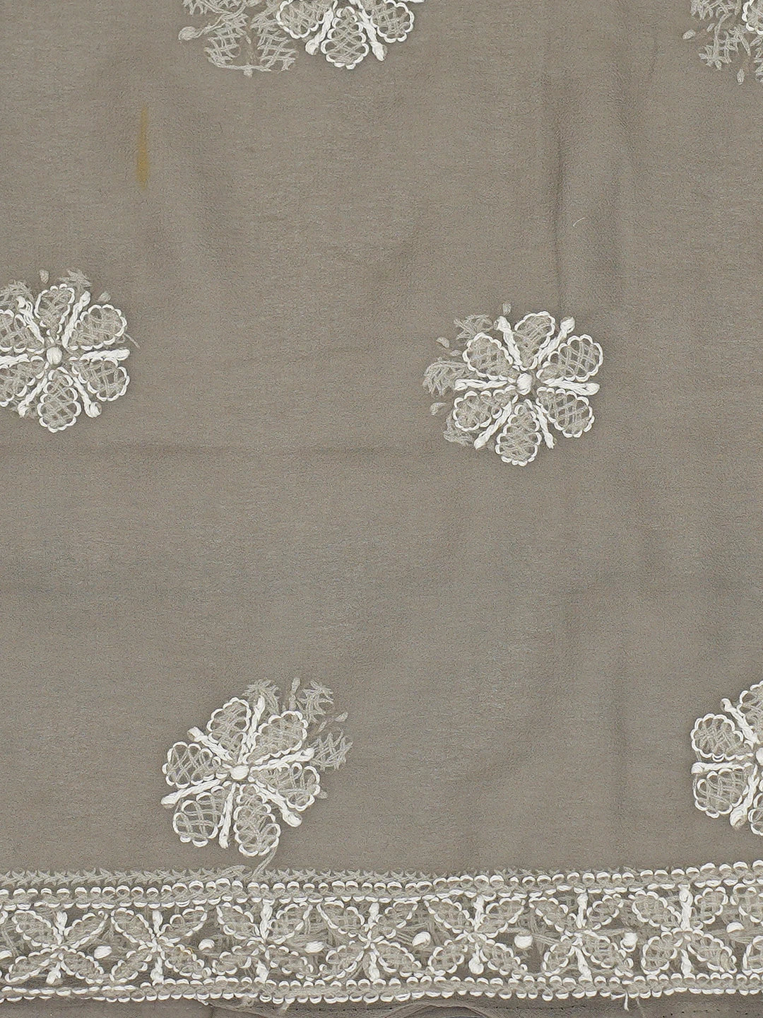 Ada Hand Embroidered Grey Georgette Lucknowi Chikankari Unstitched Kurta Piece 01A715903