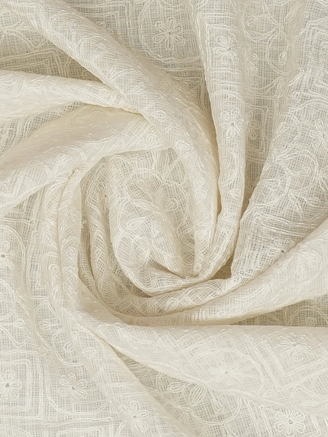 Ada Hand Embroidered White Kota Lucknowi Chikankari Dupatta 01A680863