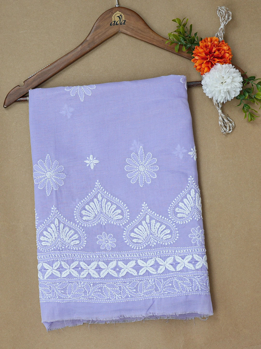 Ada Hand Embroidered Mauve Cotton Lucknowi Chikankari Unstitched Kurta Piece 01A718459