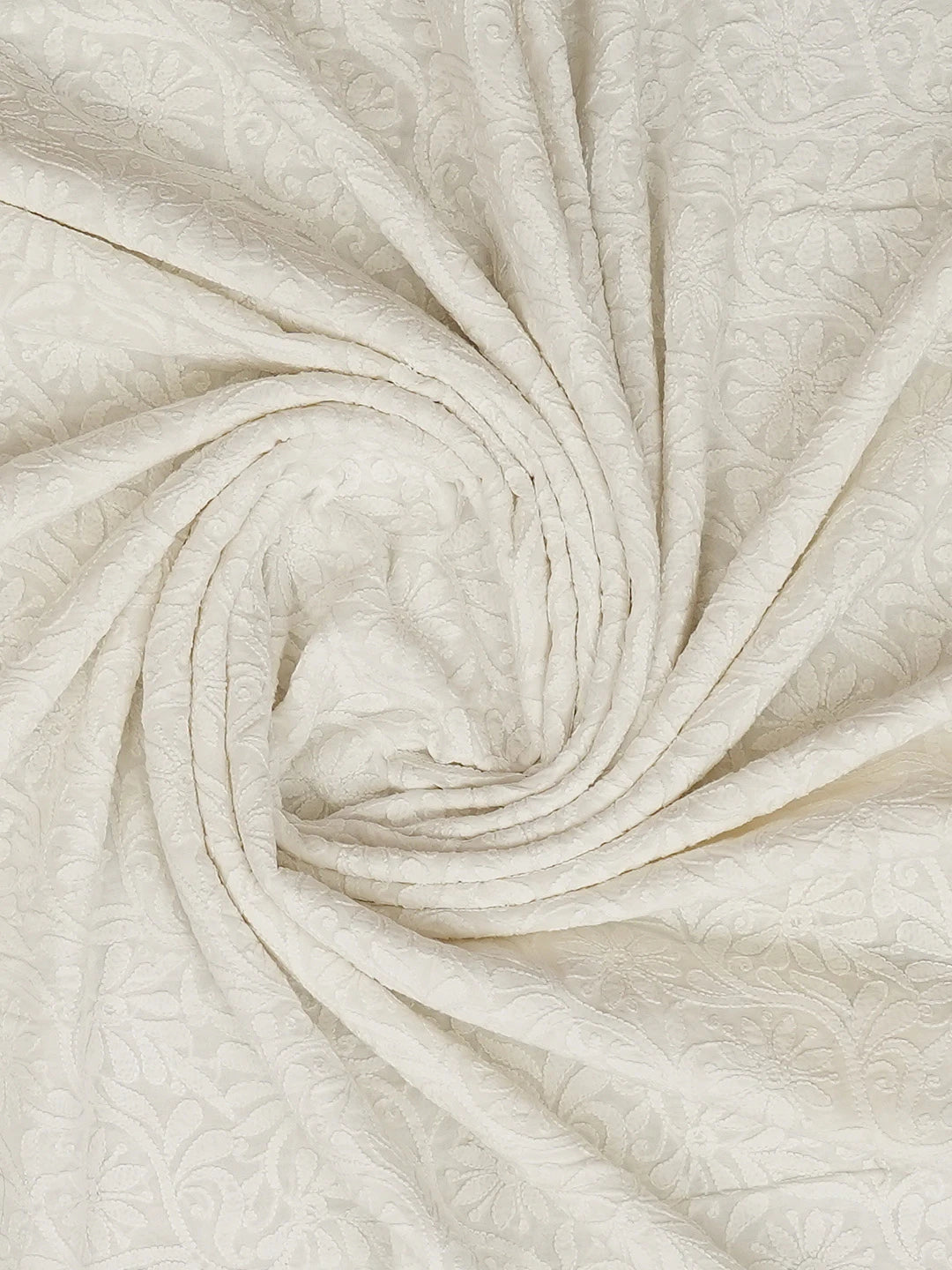 Ada Hand Embroidered White Cotton Lucknowi Chikankari Dupatta 01A484758