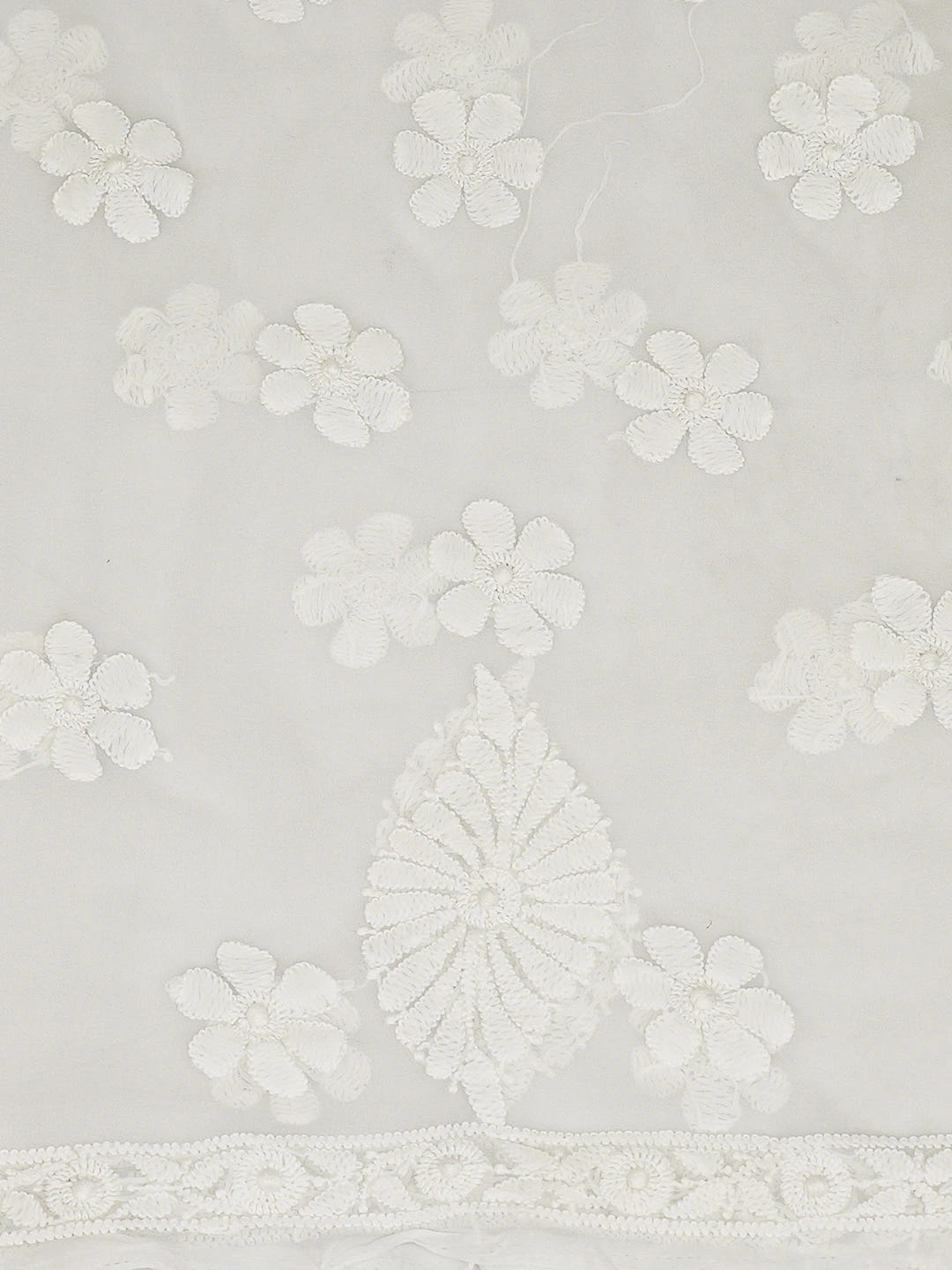 Ada Hand Embroidered White Georgette Lucknowi Chikankari Unstitched Kurta Piece A611845