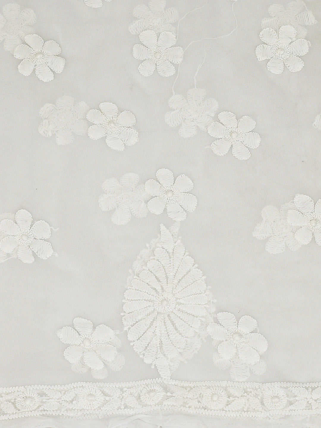 Ada Hand Embroidered White Georgette Lucknowi Chikankari Unstitched Kurta Piece A611845