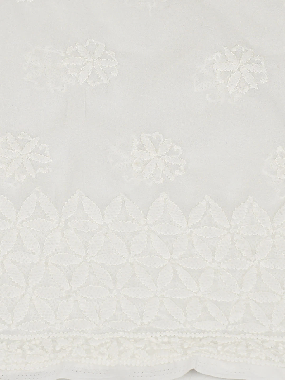 Ada Hand Embroidered White Georgette Lucknowi Chikankari Unstitched Kurta Piece 01A715940