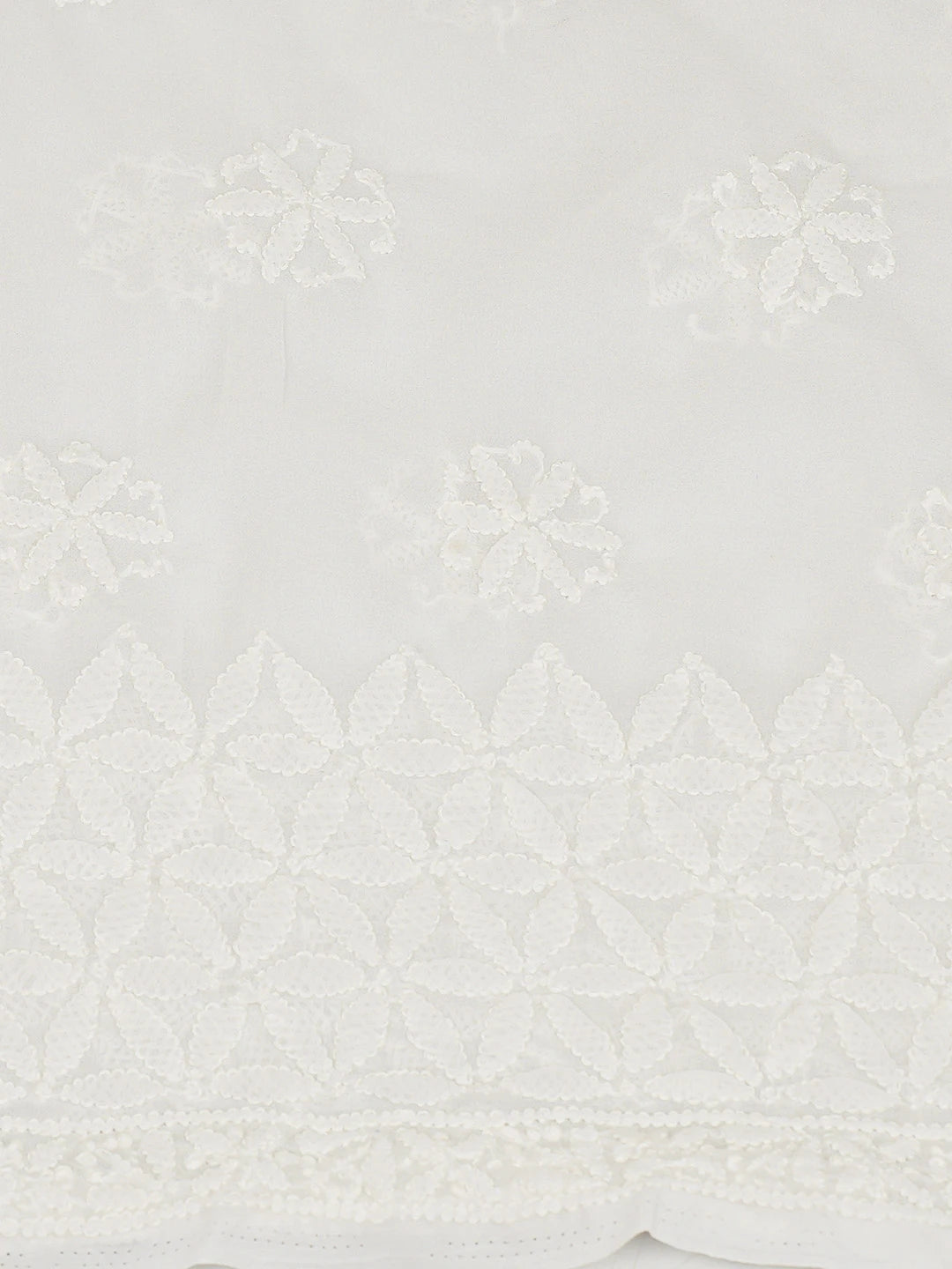Ada Hand Embroidered White Georgette Lucknowi Chikankari Unstitched Kurta Piece 01A715940