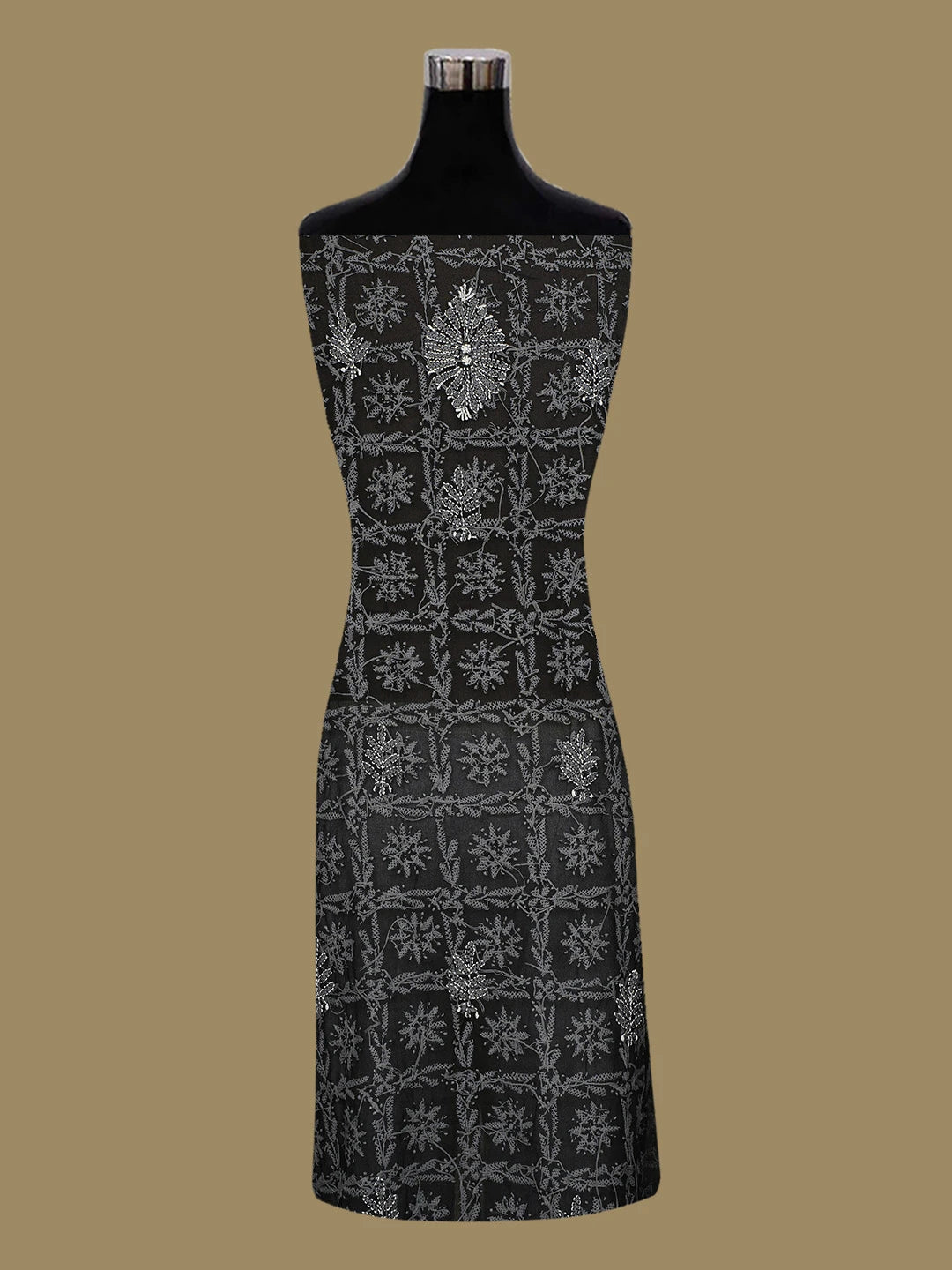 Ada Hand Embroidered Black Georgette Lucknowi Chikankari Unstitched Kurta Piece 01A715913