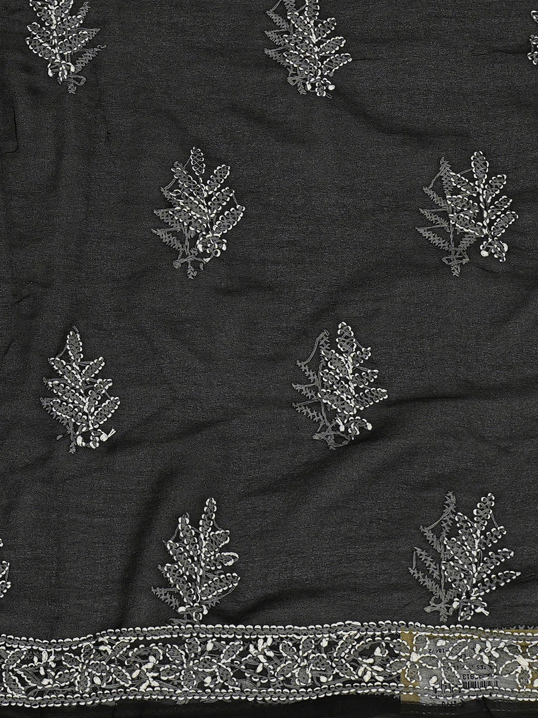 Ada Hand Embroidered Black Georgette Lucknowi Chikankari Unstitched Kurta Piece 01A715913
