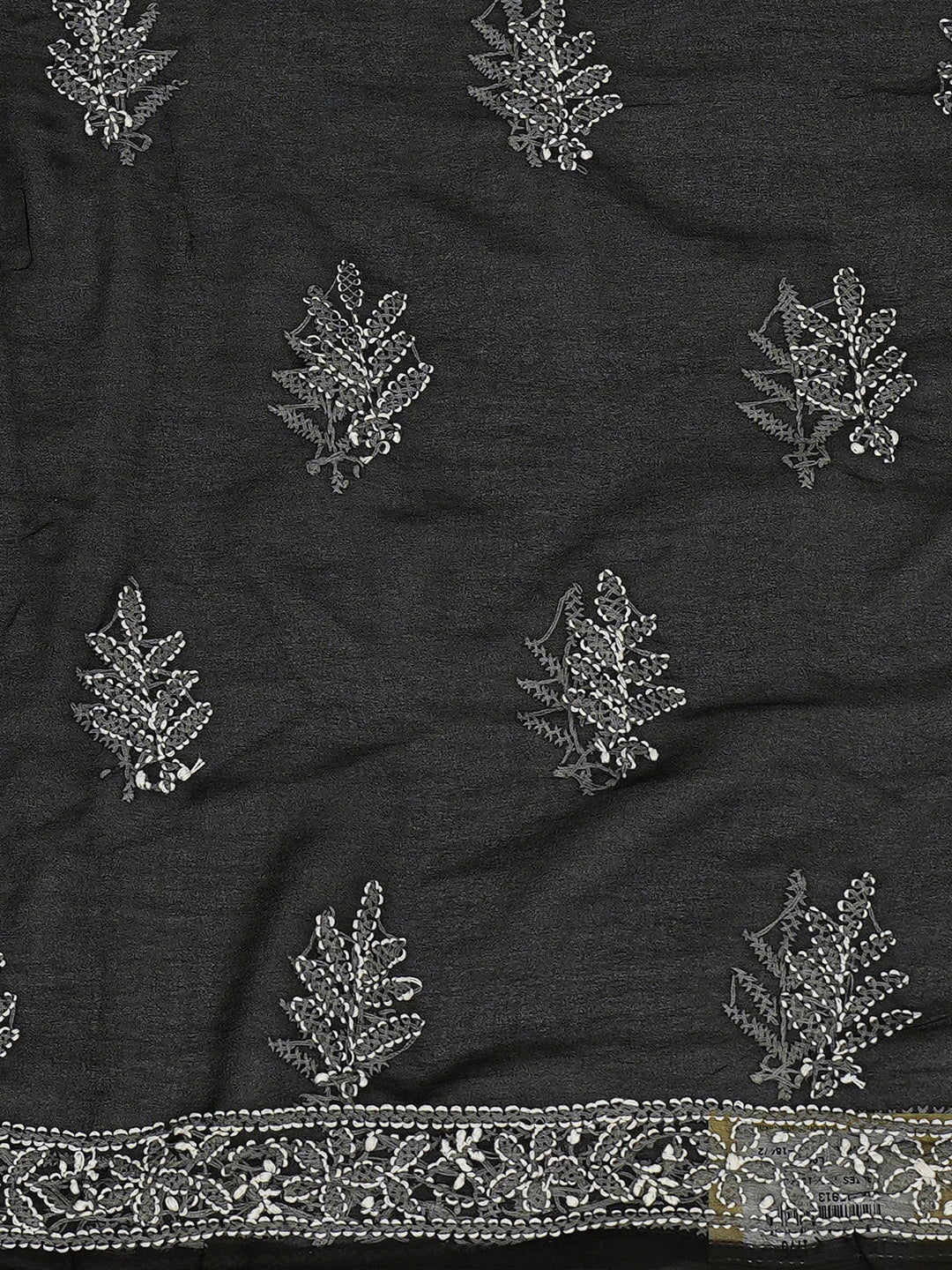 Ada Hand Embroidered Black Georgette Lucknowi Chikankari Unstitched Kurta Piece 01A715913