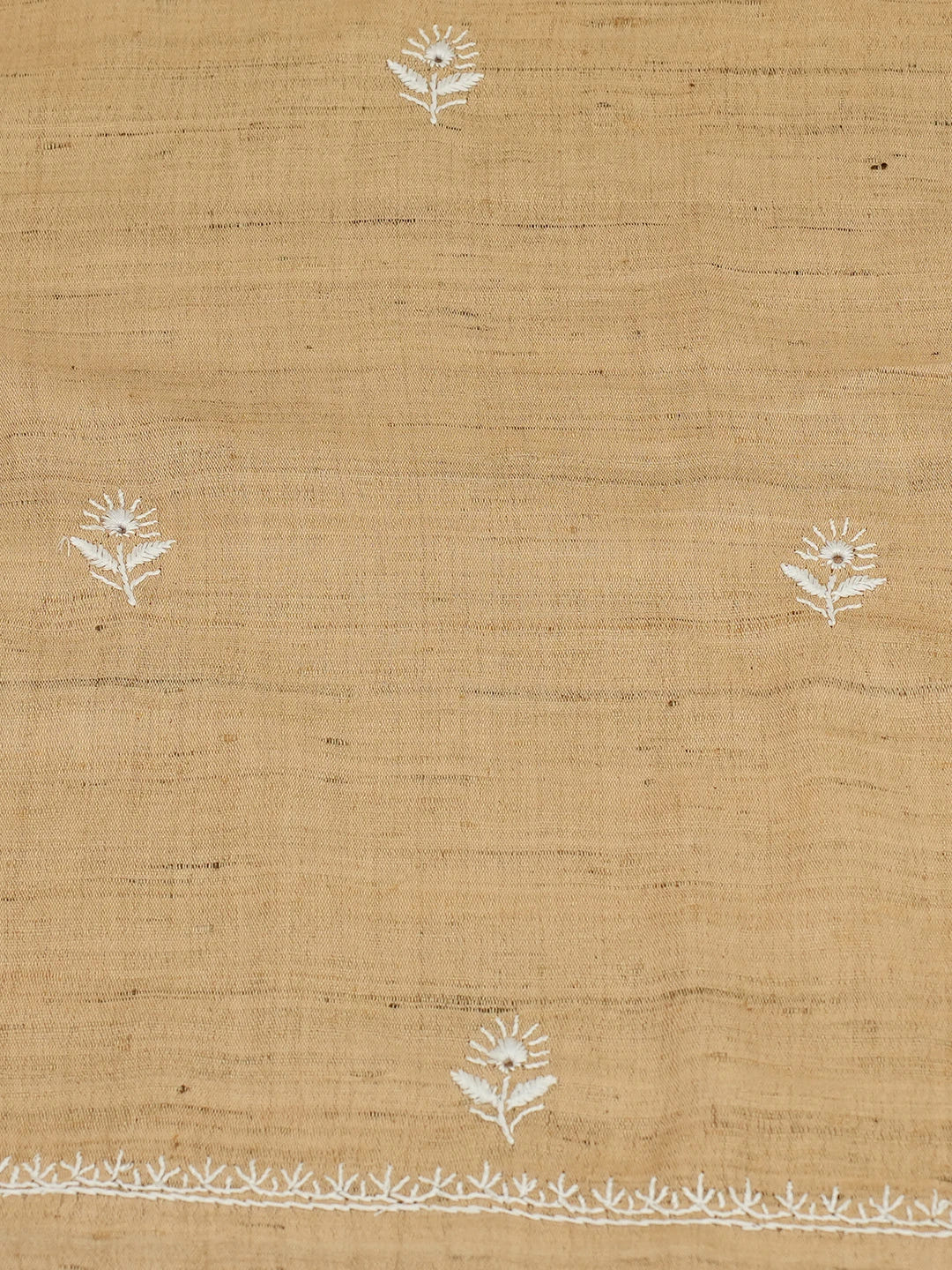 Ada Hand Embroidered Fawn Khadi Cotton Lucknowi Chikankari Unstitched Kurta Dupatta Set With Zari Work 01A507074