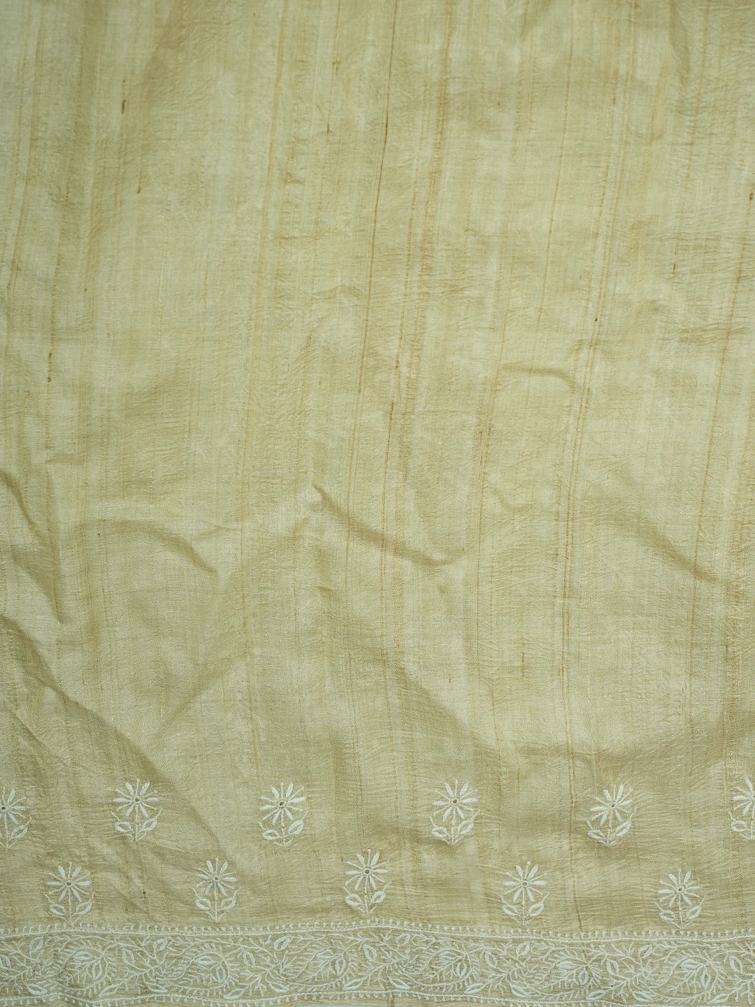 Ada Hand Embroidered Fawn Ghicha Silk Lucknowi Chikankari Saree and Blouse 01A590905