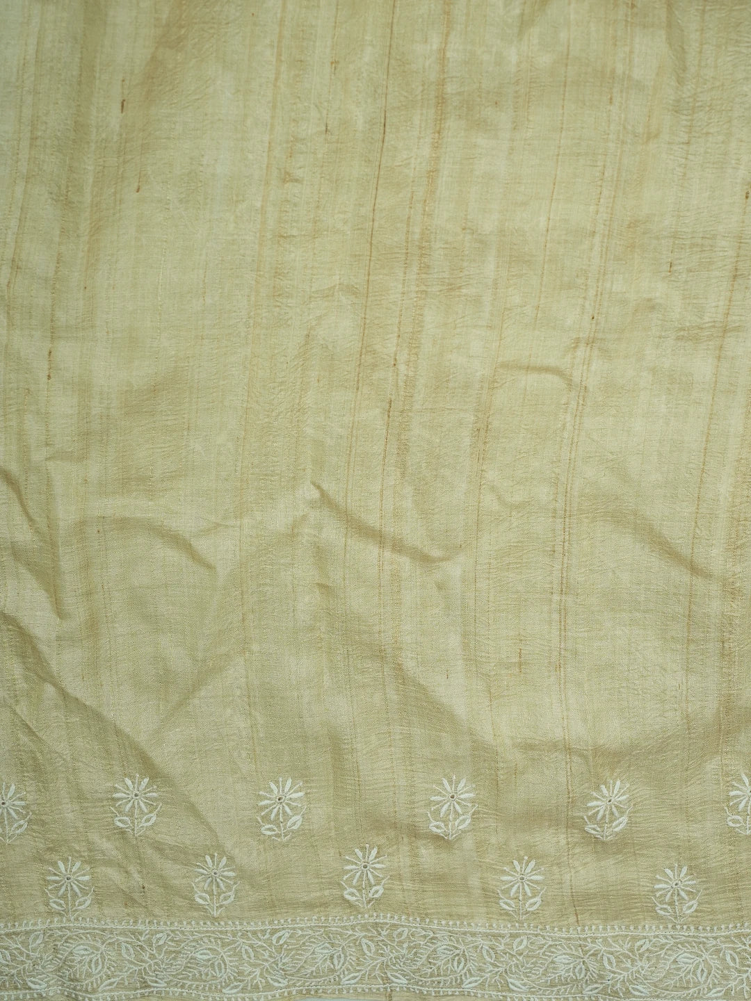 Ada Hand Embroidered Fawn Ghicha Silk Lucknowi Chikankari Saree and Blouse 01A590905