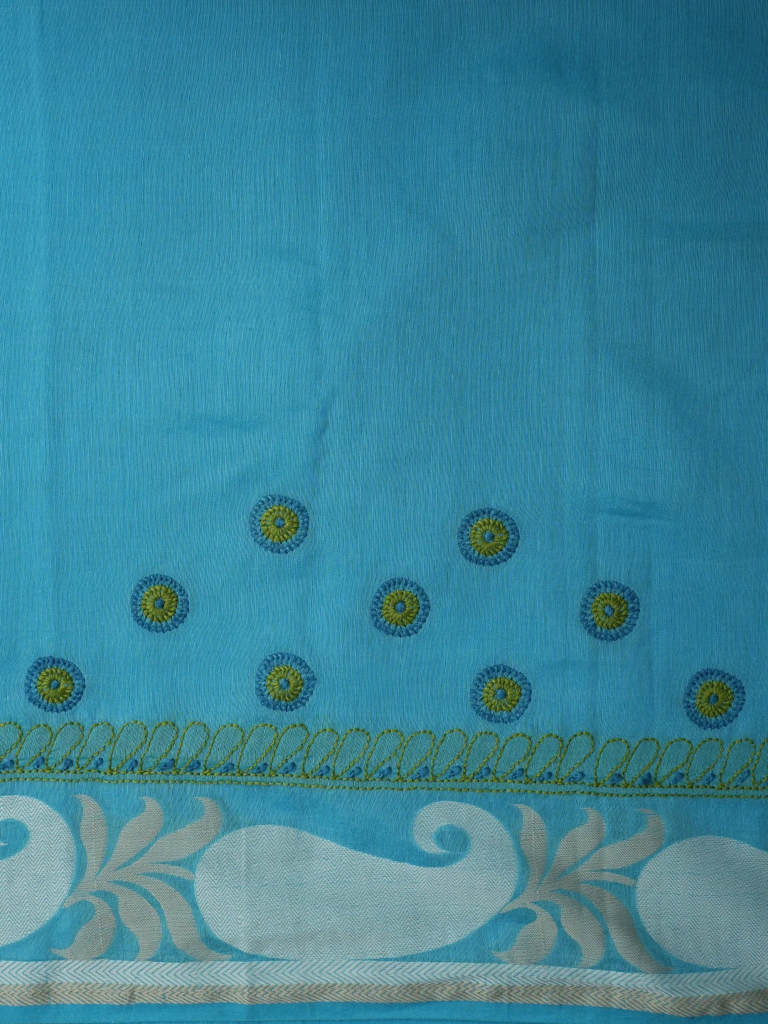 Ada Hand Embroidered Blue Chanderi Lucknowi Chikankari Saree and Blouse 01A680908
