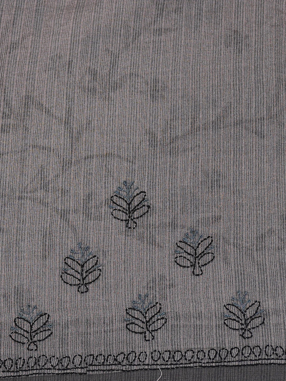 Ada Hand Embroidered Davy's Gray  Kota Chanderi Lucknowi Chikankari Saree With Blouse 01A717601