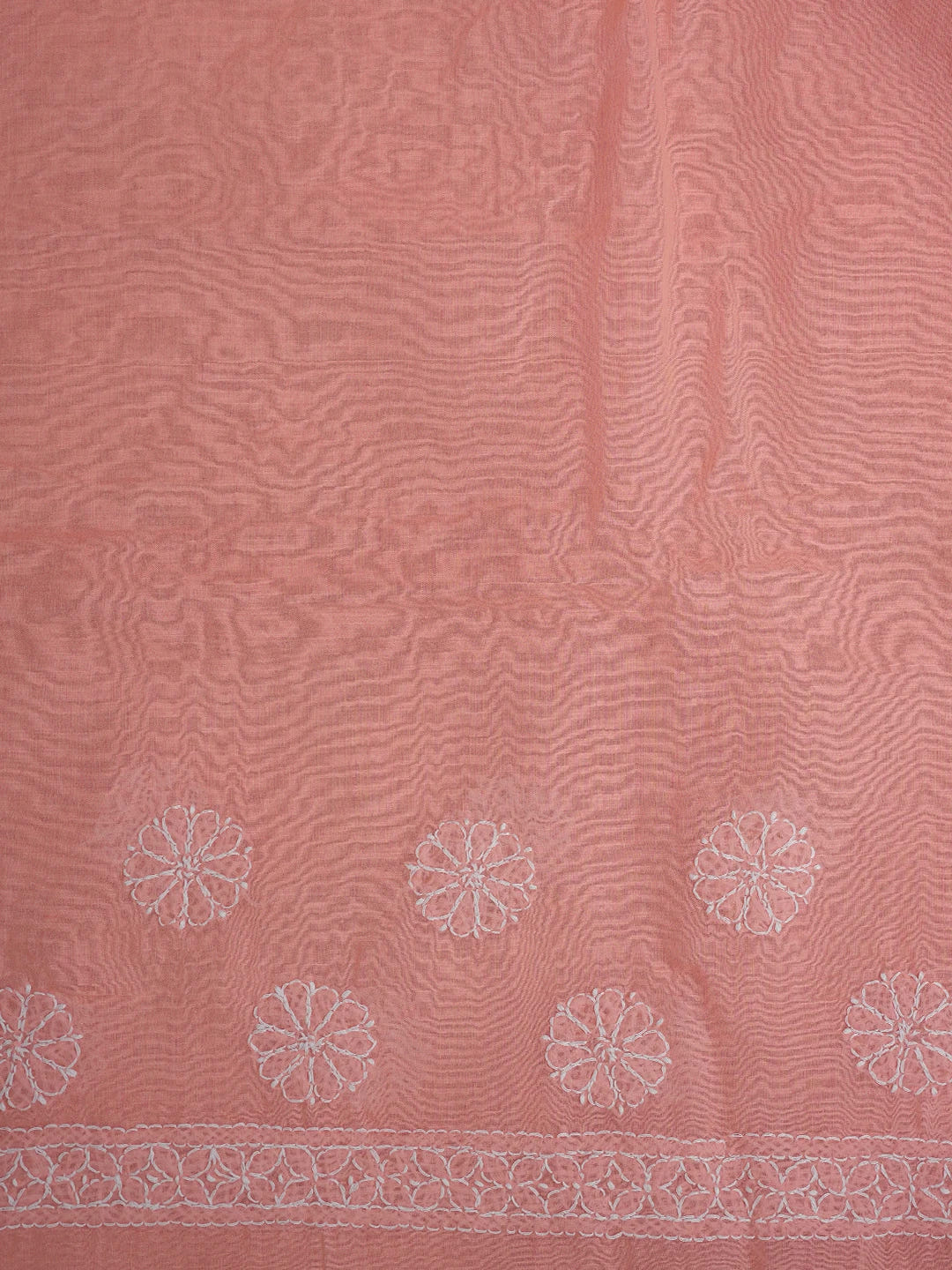 Ada Hand Embroidered Carrot Pink Cotton Lucknowi Chikankari Saree and Blouse 01A511616