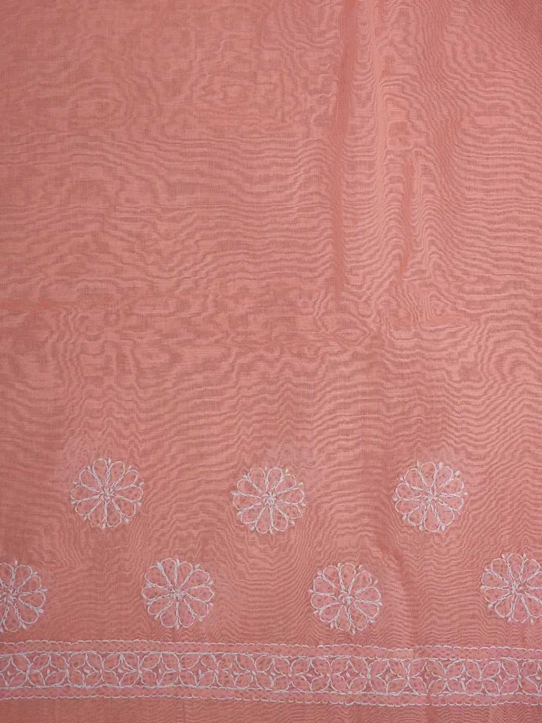 Ada Hand Embroidered Carrot Pink Cotton Lucknowi Chikankari Saree and Blouse 01A511616