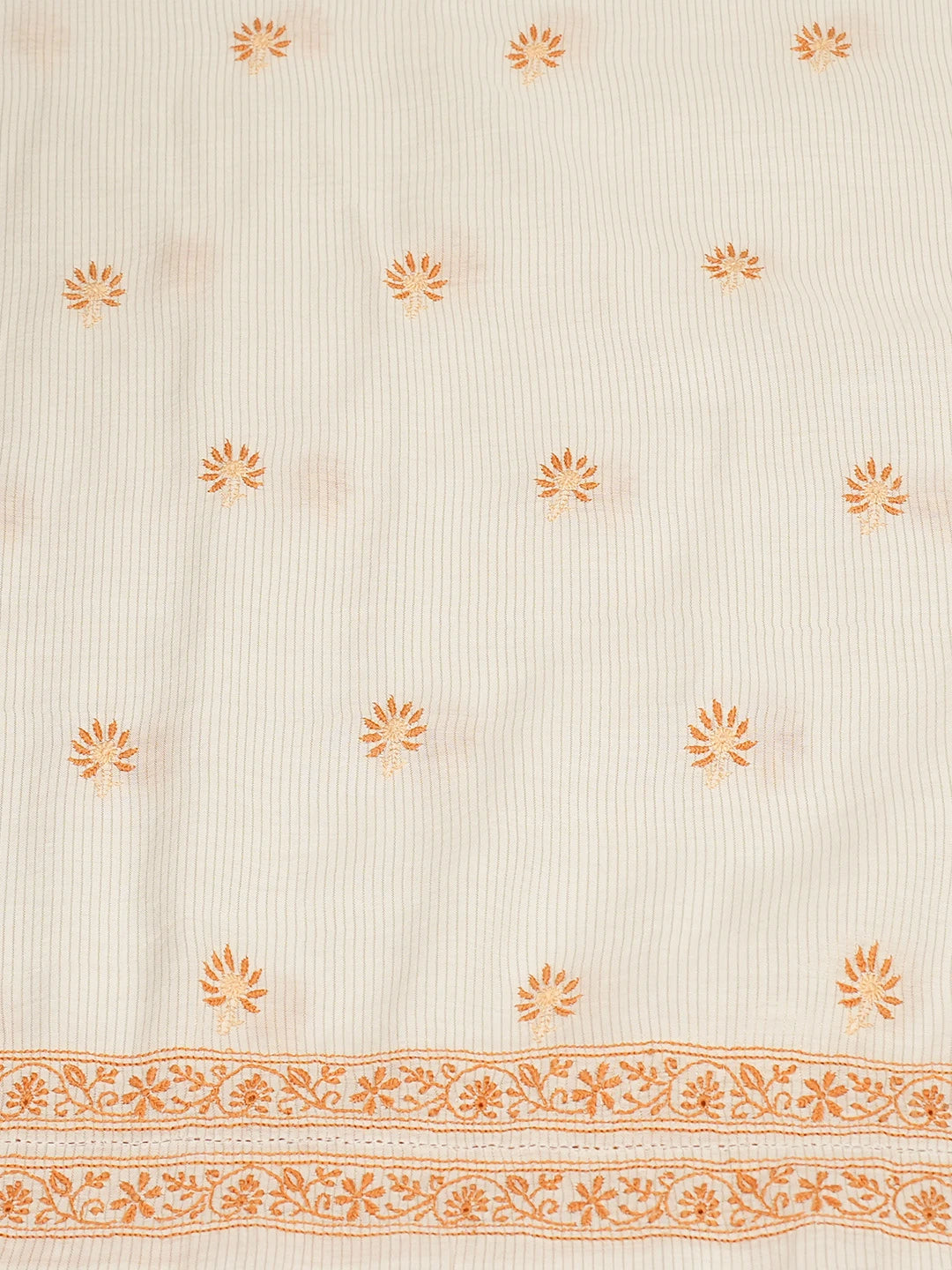 Ada Hand Embroidered Cream Chanderi Lucknowi Chikankari Unstitched Kurta Dupatta Set 01A628694