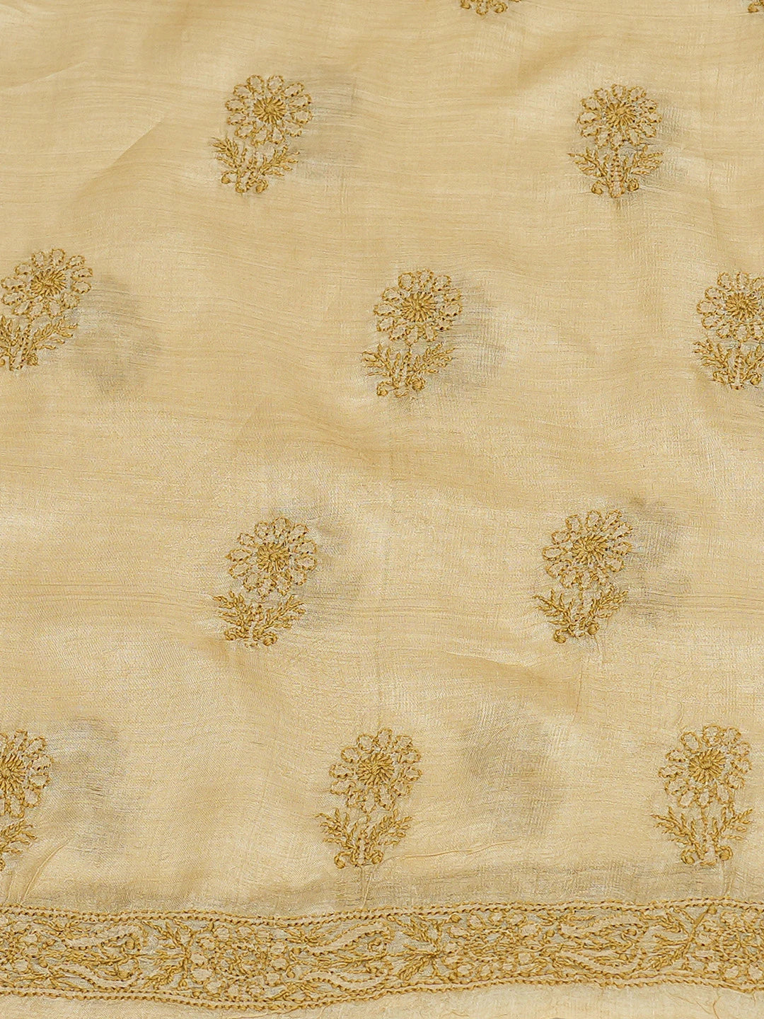 Ada Hand Embroidered Fawn Silk Lucknowi Chikankari Unstitched Suit Piece 01A546597