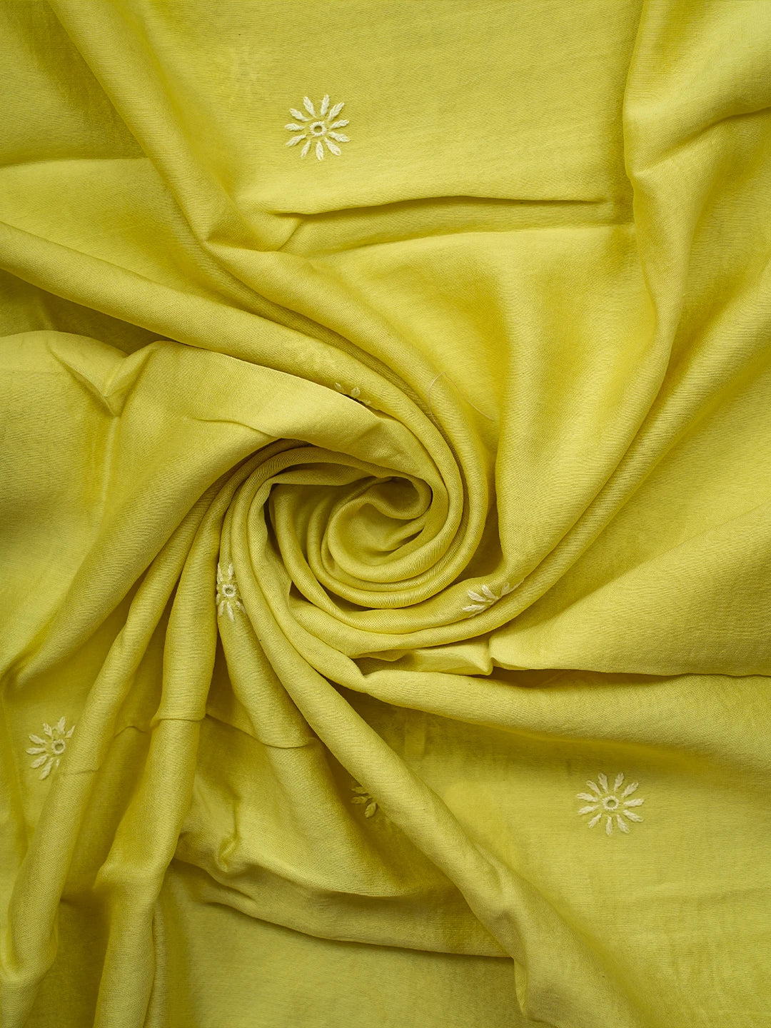 Ada Hand Embroidered Lemon Chanderi Lucknowi Chikankari Semi-Stitched Kurta Dupatta Set 01A639528