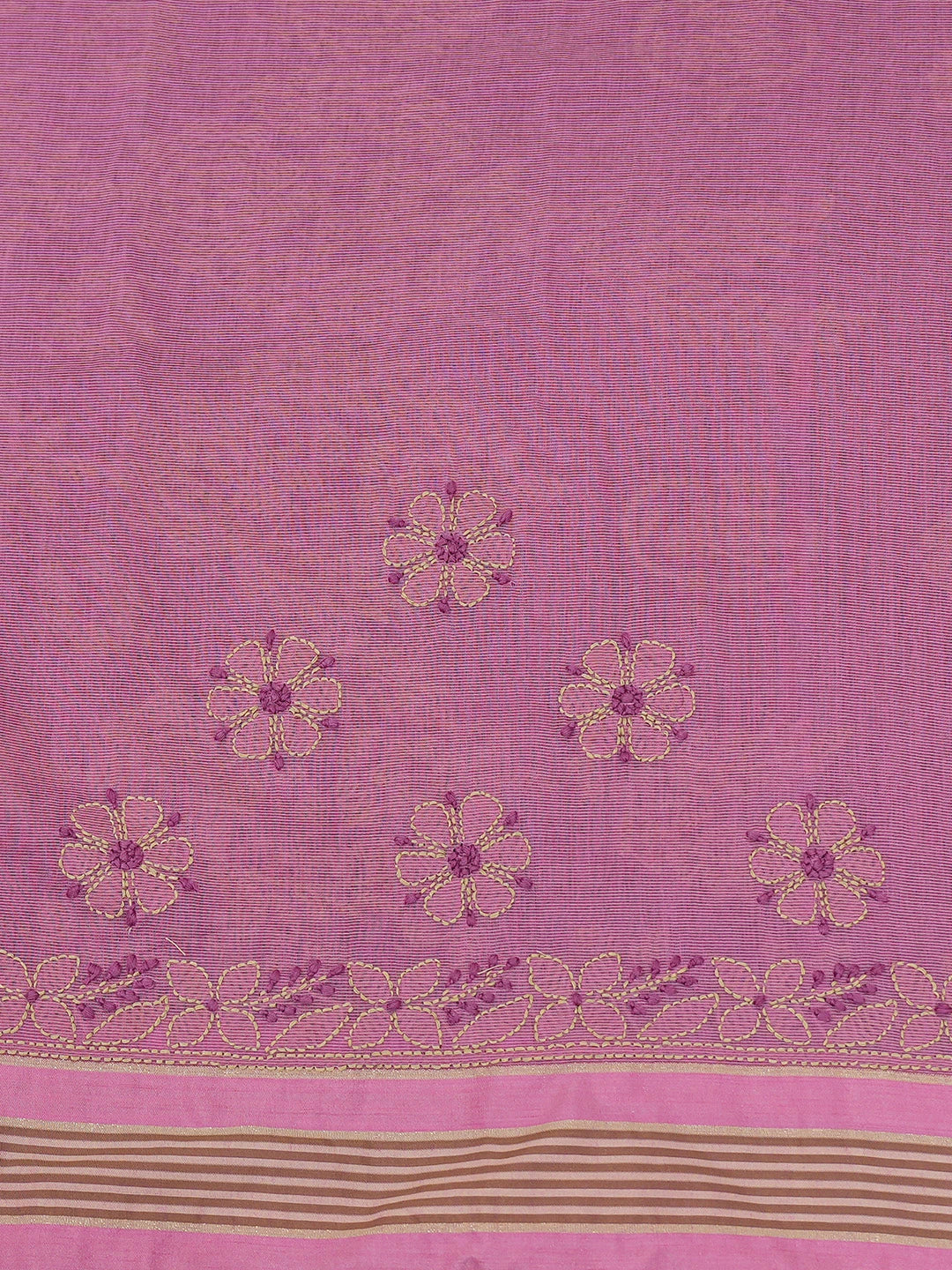 Ada Hand Embroidered Pink Kota Chanderi Lucknowi Chikankari Saree and Blouse 01A680970