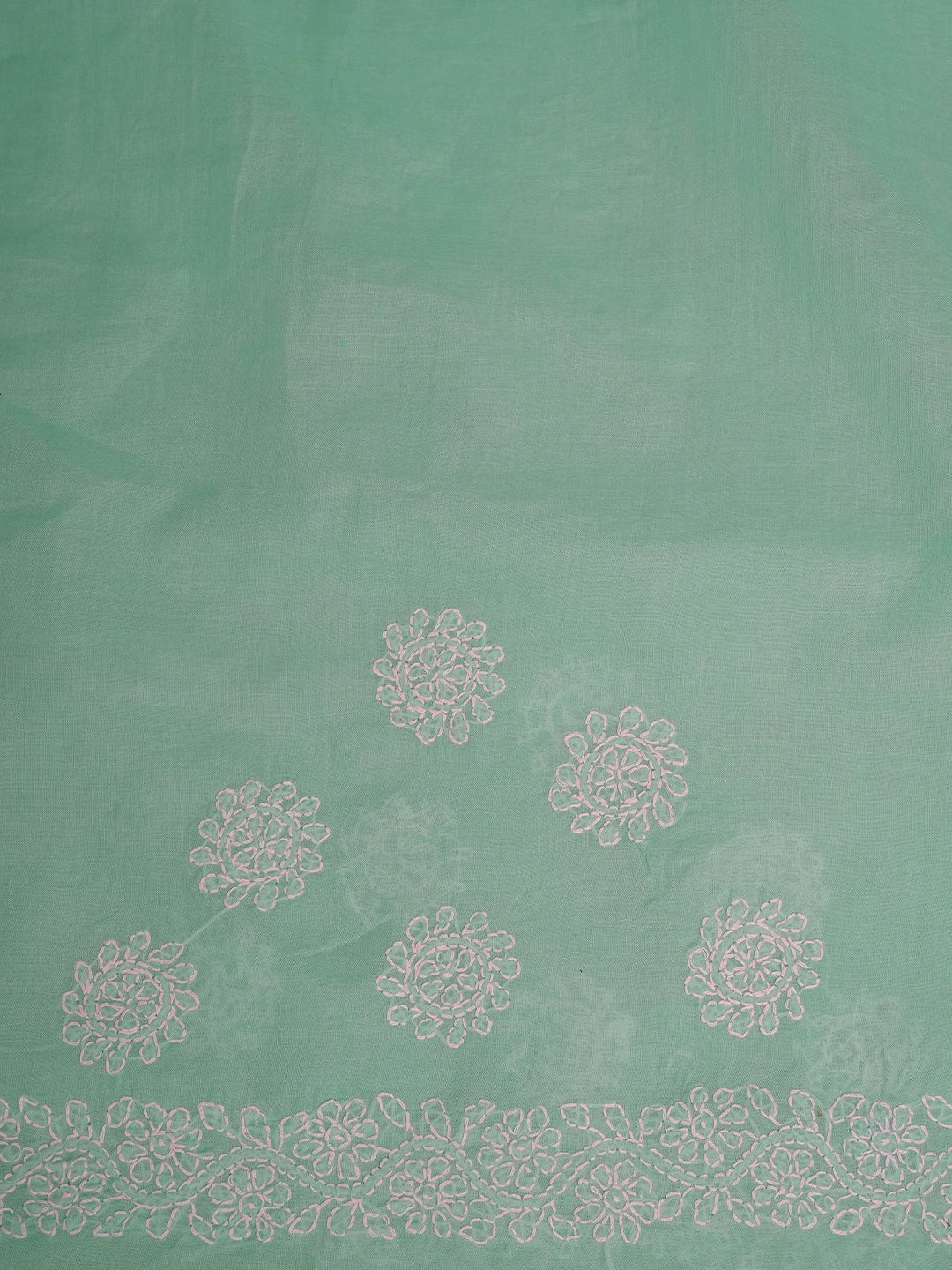 Ada Hand Embroidered Sky Blue Cotton Lucknowi Chikankari Saree and Blouse 01A568124