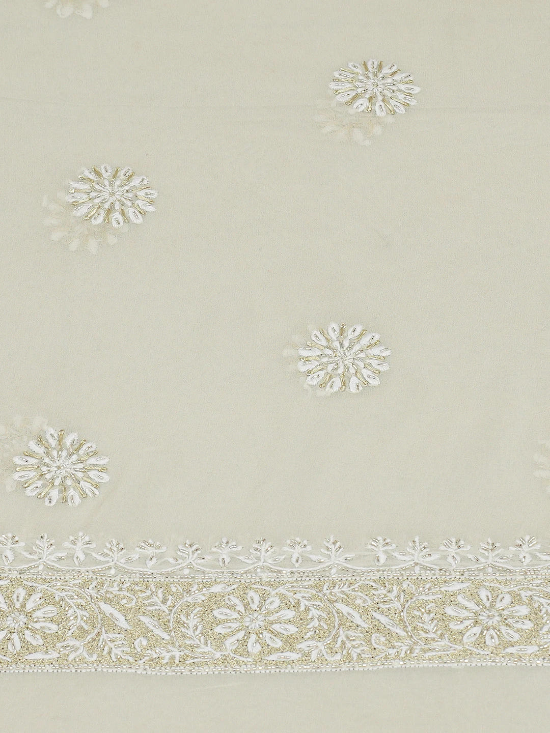 Ada Hand Embroidered Grey Pure Georgette Lucknowi Chikankari Unstitched Kurta Dupatta Set With Cutdana Work 01A572429