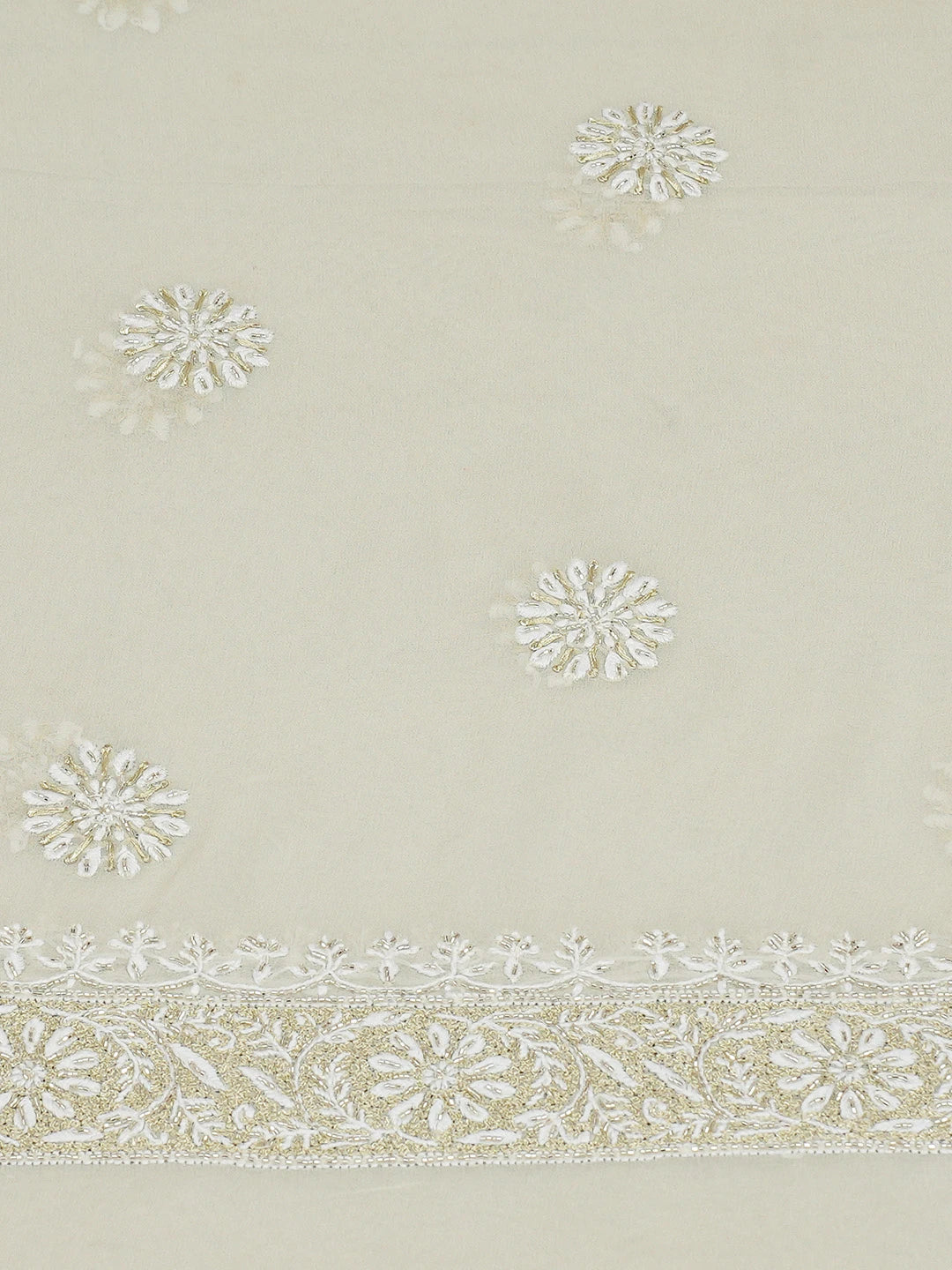 Ada Hand Embroidered Grey Pure Georgette Lucknowi Chikankari Unstitched Kurta Dupatta Set With Cutdana Work 01A572429
