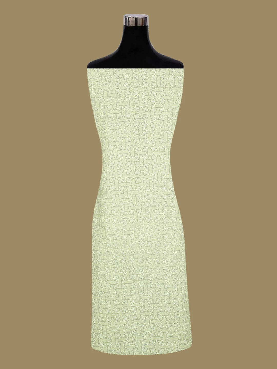 Ada Hand Embroidered Light Green Pure Georgette Lucknowi Chikankari Unstitched Kurta Dupatta Set With Mirror Work A143560