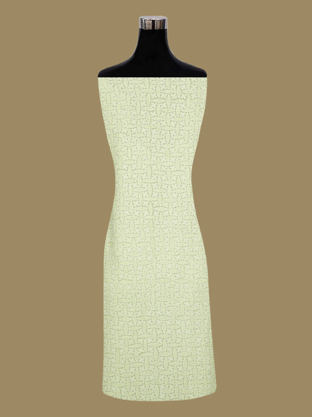 Ada Hand Embroidered Light Green Pure Georgette Lucknowi Chikankari Unstitched Kurta Dupatta Set With Mirror Work A143560