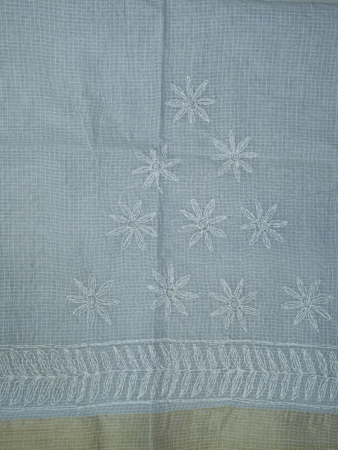 Ada Hand Embroidered Grey Kota Lucknowi Chikankari Saree and Blouse 01A711517