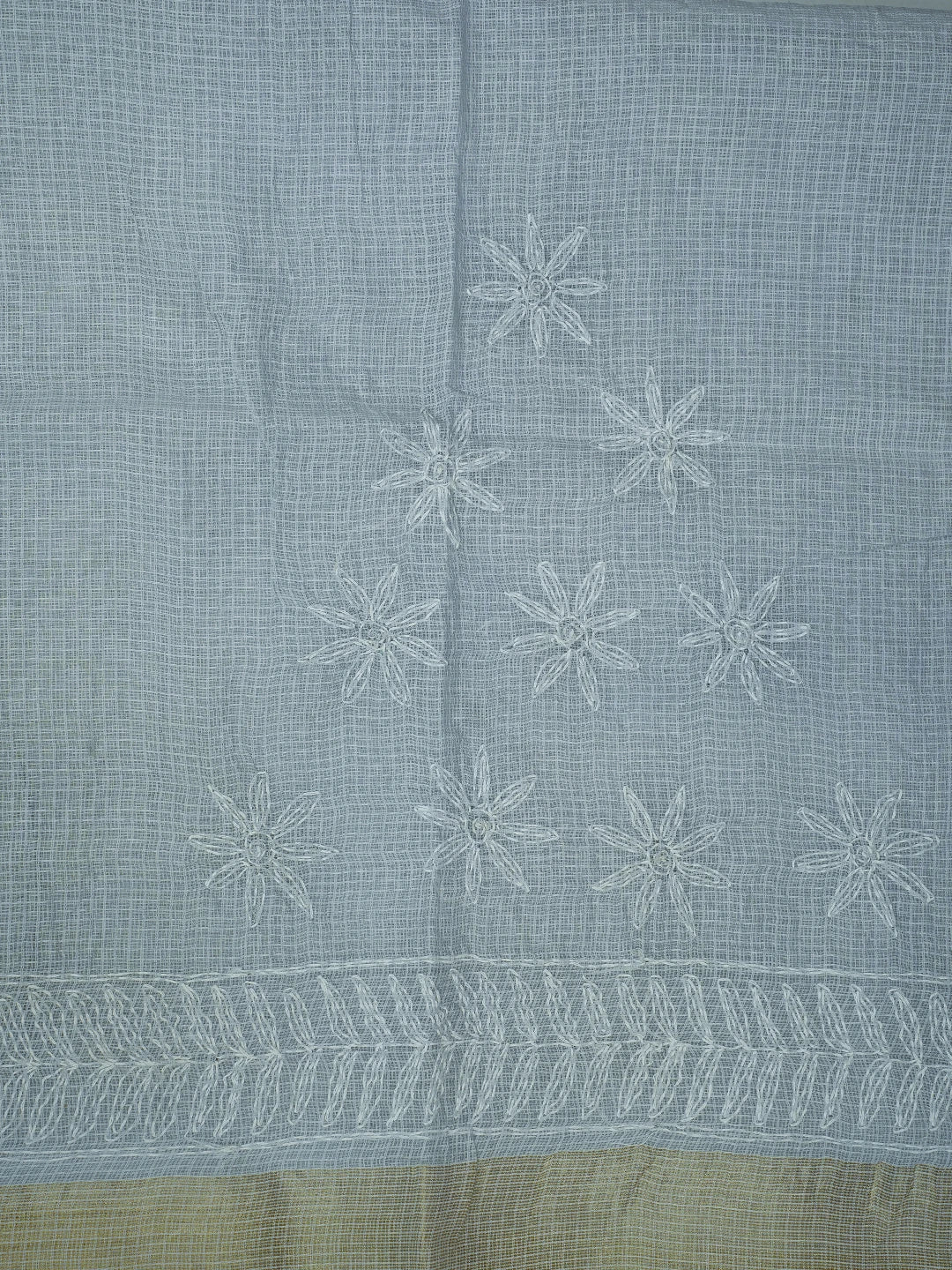 Ada Hand Embroidered Grey Kota Lucknowi Chikankari Saree and Blouse 01A711517