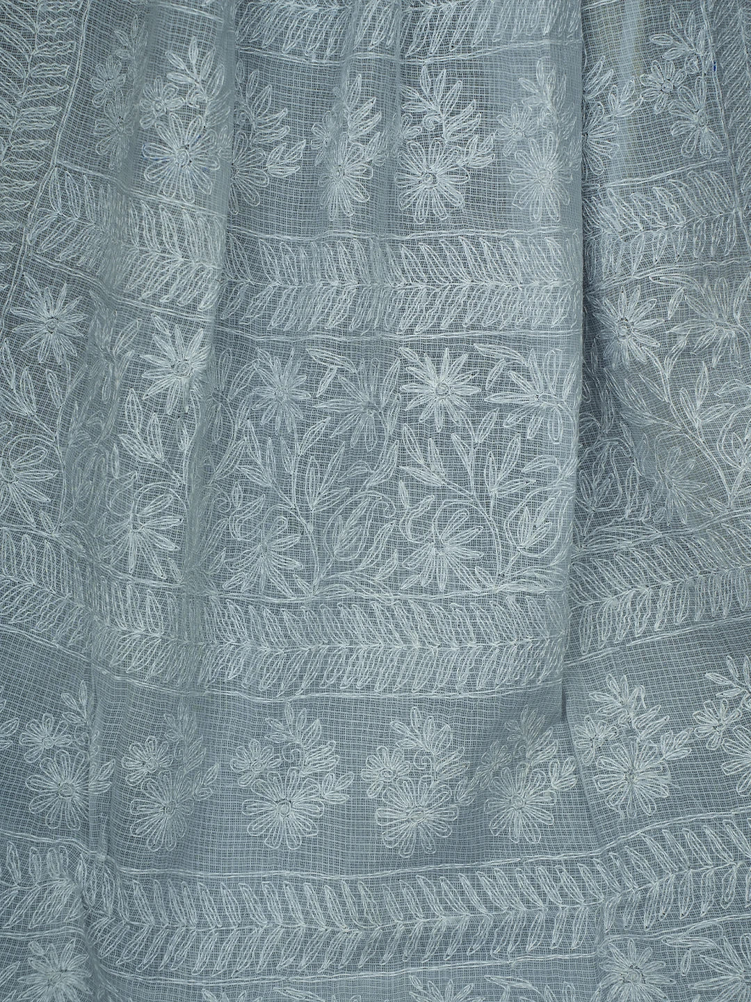 Ada Hand Embroidered Grey Kota Lucknowi Chikankari Saree and Blouse 01A711517