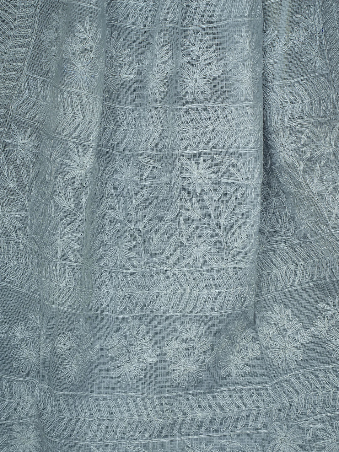 Ada Hand Embroidered Grey Kota Lucknowi Chikankari Saree and Blouse 01A711517