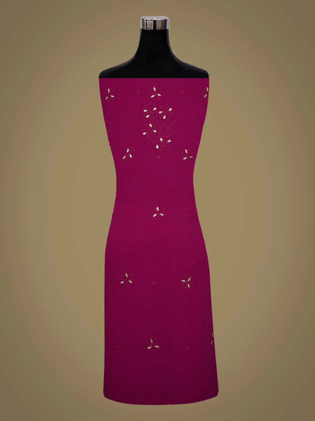 Ada Hand Embroidered Magenta Viscose Georgette Lucknowi Chikankari Unstitched Kurta Dupatta Set With Gota Patti Work 01A684939